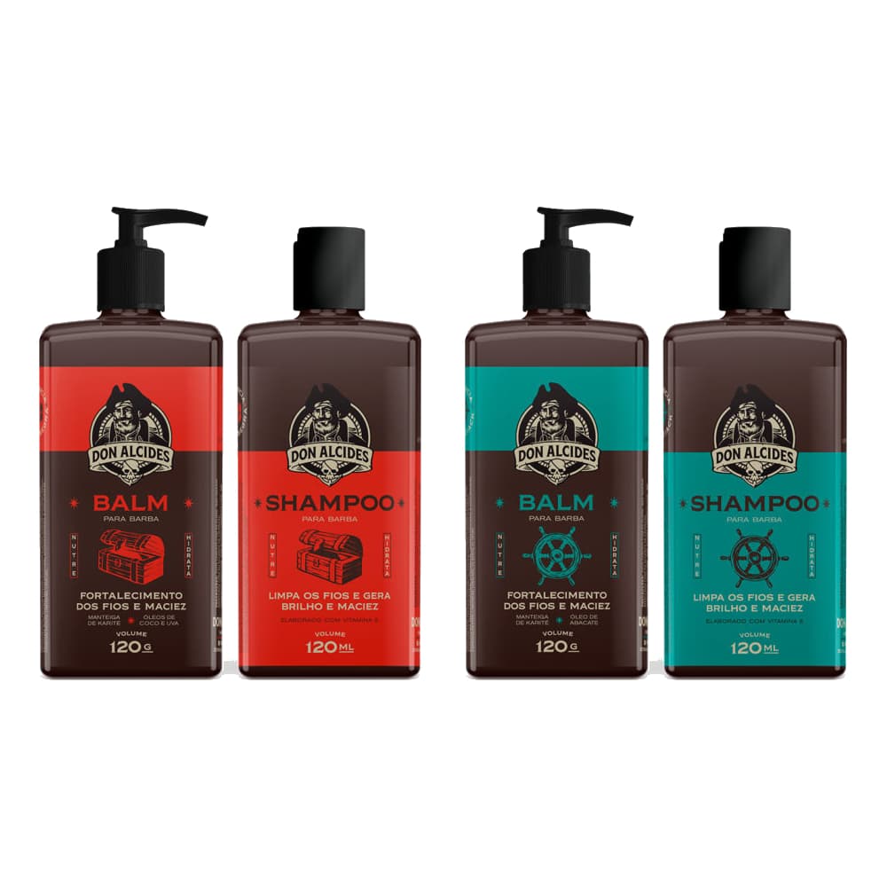 Balm e Shampoo Calico Jack + Balm e Shampoo Barba Negra - Don Alcides - Kit Para Barba