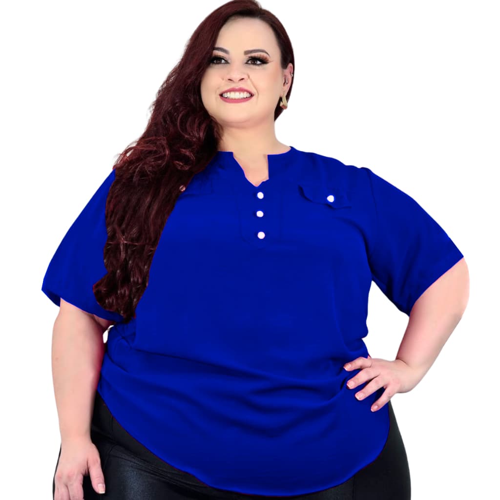 Blusa Social Feminina Plus Size com Botão, Lacinho e Tecido que Não Amassa, Festa Luxo