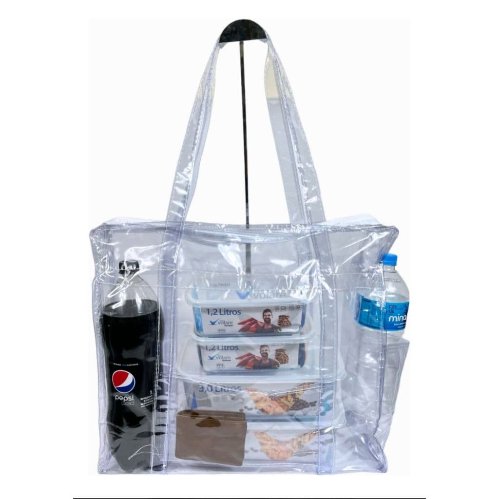 Bolsa Sacola Transparente Presidio Cristal PVC Jumbo Media alça menor