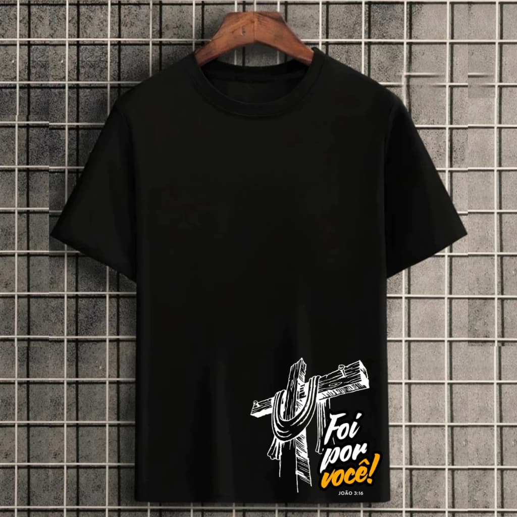 Camiseta Religiosa Camisa Foi Por Você Moda Católica Premium Fio 30.1 100% Algodão Várias Cores