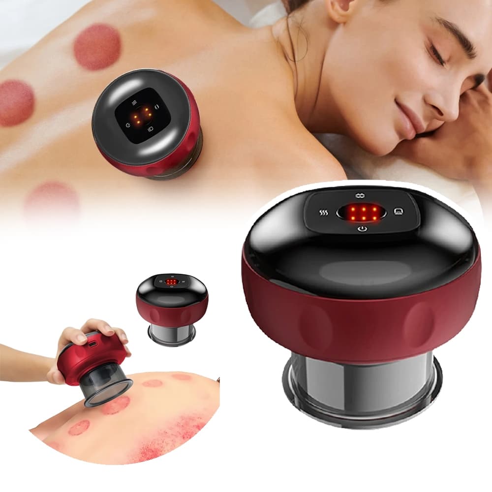 Massageador a Vacuo Terapia Luz Vermelha Sucção Elétrica Recarregável Massagem Vacuoterapia