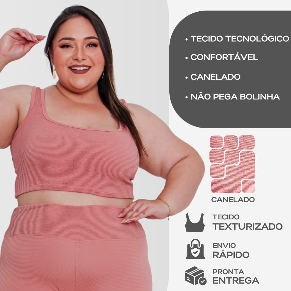 Top Canelado Plus Size Roupa Feminina Roupa Academia Esportiva Treino Corrida Fitness