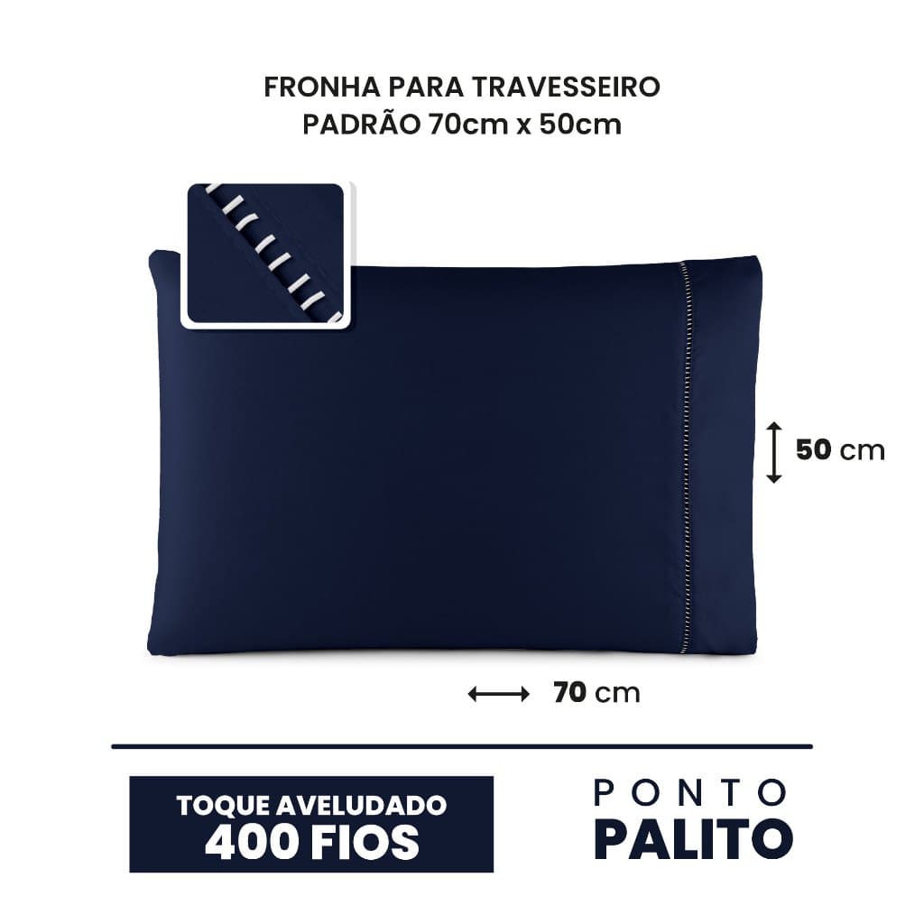 Kit 02 Fronhas Percal 400 Fios 70 x 50cm Capa Ponto Palito