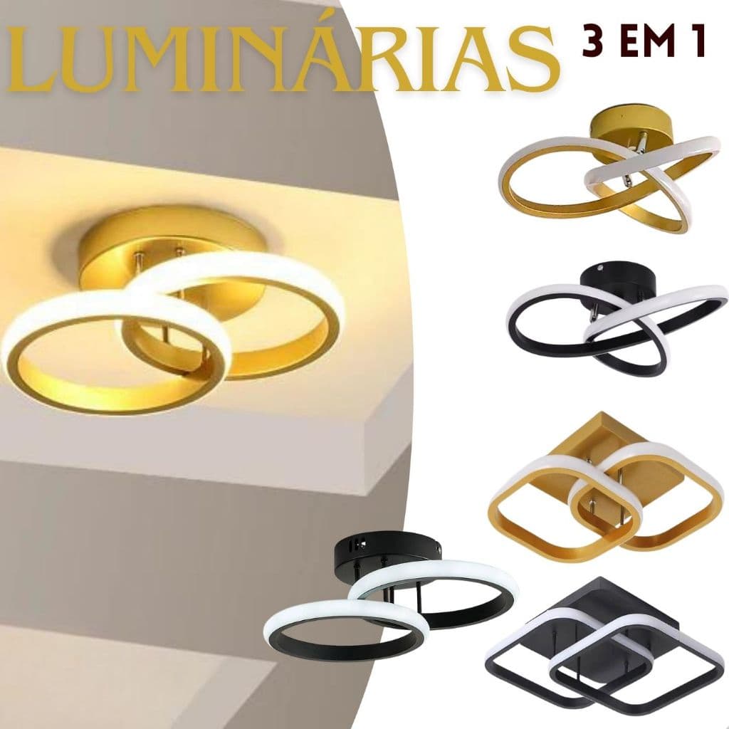 Plafon Sobrepor Luminária De Teto 3em1 Temperaturas Luz Led Lustre Para Sala De Estar Arandela