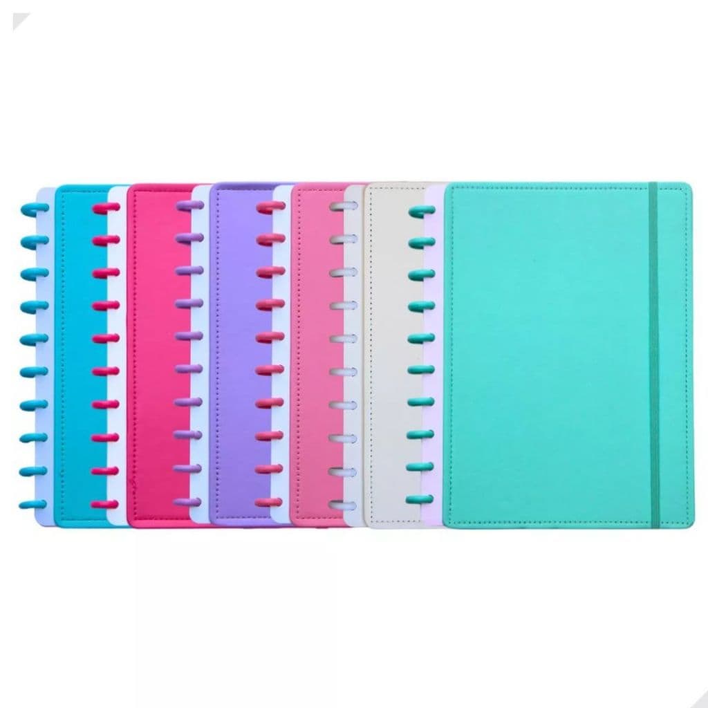 Caderno Inteligente B5 capa dura de courino Liso 80 folhas pautadas 10 discos