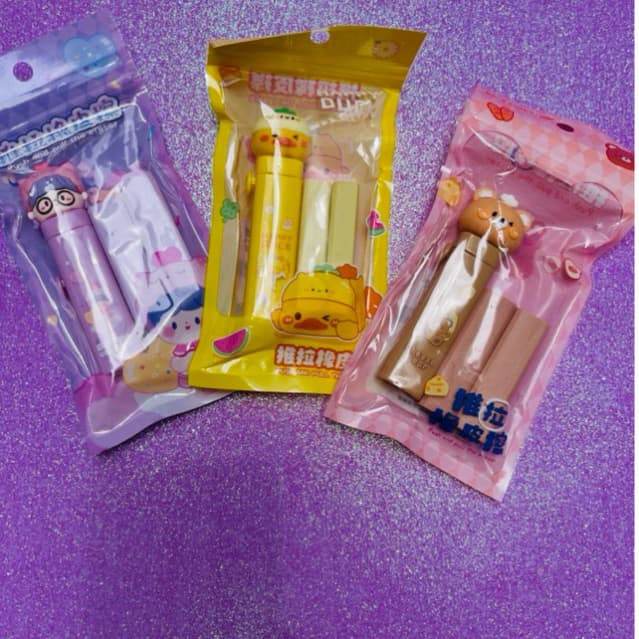 Kit com Pacotes de borracha com refil borracha escolar
