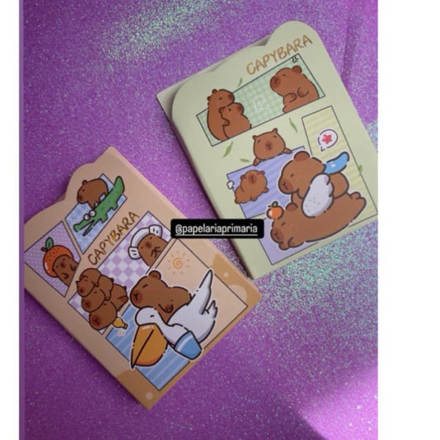 Kit com 2 Post it capivara bloquinho de anotação de capivara marca páginas capivara