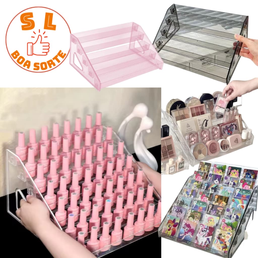 Organizador De Esmalte 3/5/7 Andares Batom Maquiagem Acrílico Cosmética Suporte Exibição Resistente