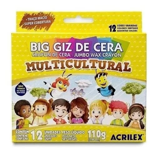 Big Giz De Cera Acrilex Multicultural C/12 Cores 110g