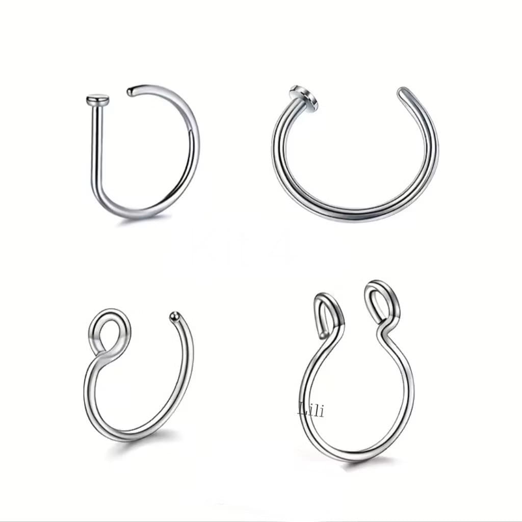 1 Piercing fake falso nariz Aço cirugico pressão não precisa de furo