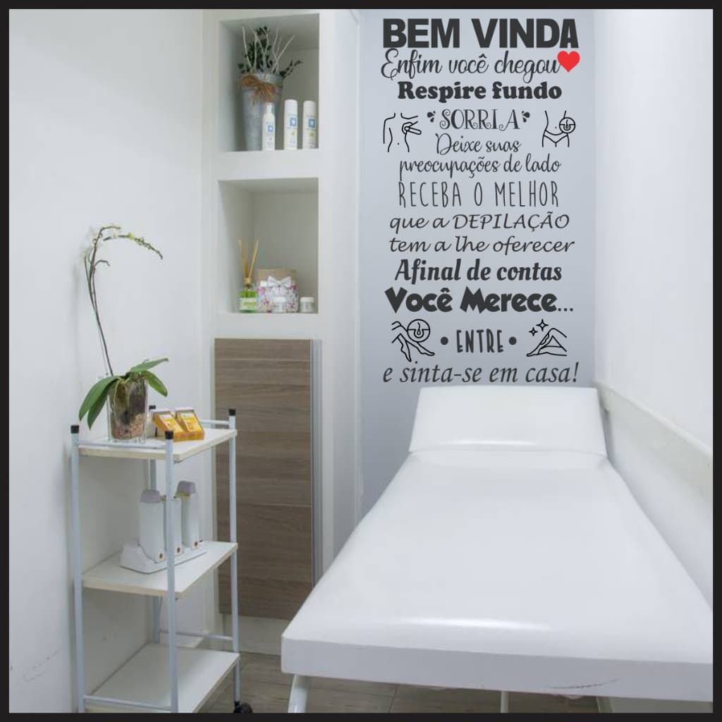 Adesivo de Parede Bem Vindo Depilacao Salao Estetica Decorativo