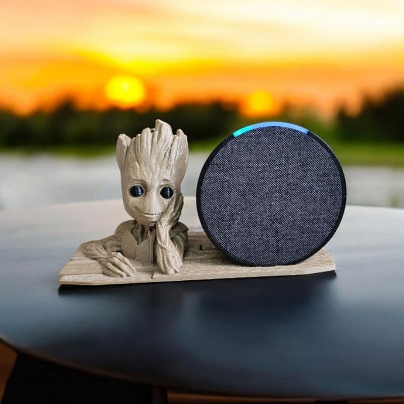 Suporte Alexa Echo POP Groot Guardiões da Galáxia Marvel - Presente, decoração, stand de mesa, Som, Amazon