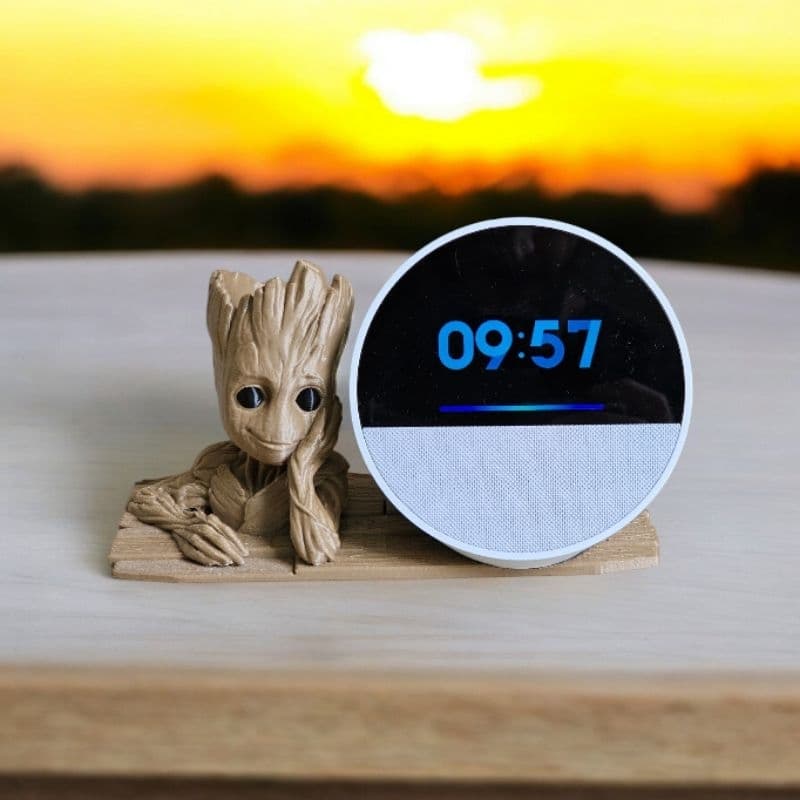 Suporte Alexa Echo SPOT Groot Guardiões da Galáxia Marvel - Presente, decoração, stand de mesa, Som, Amazon