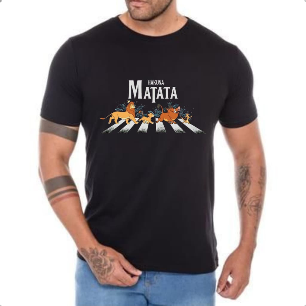 Camiseta Hakuna Matata The Beatles Tshirt Rei Leão Unissex 100% Algodão