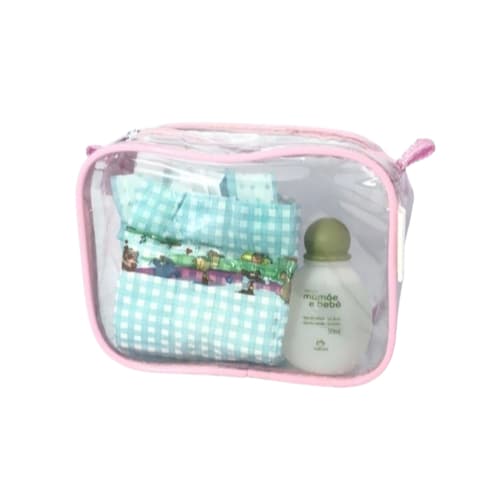 kit 4 MINI necessaire transparente e ROSA  para viagem 15x12x7, maquiagem ,esmalte, azul