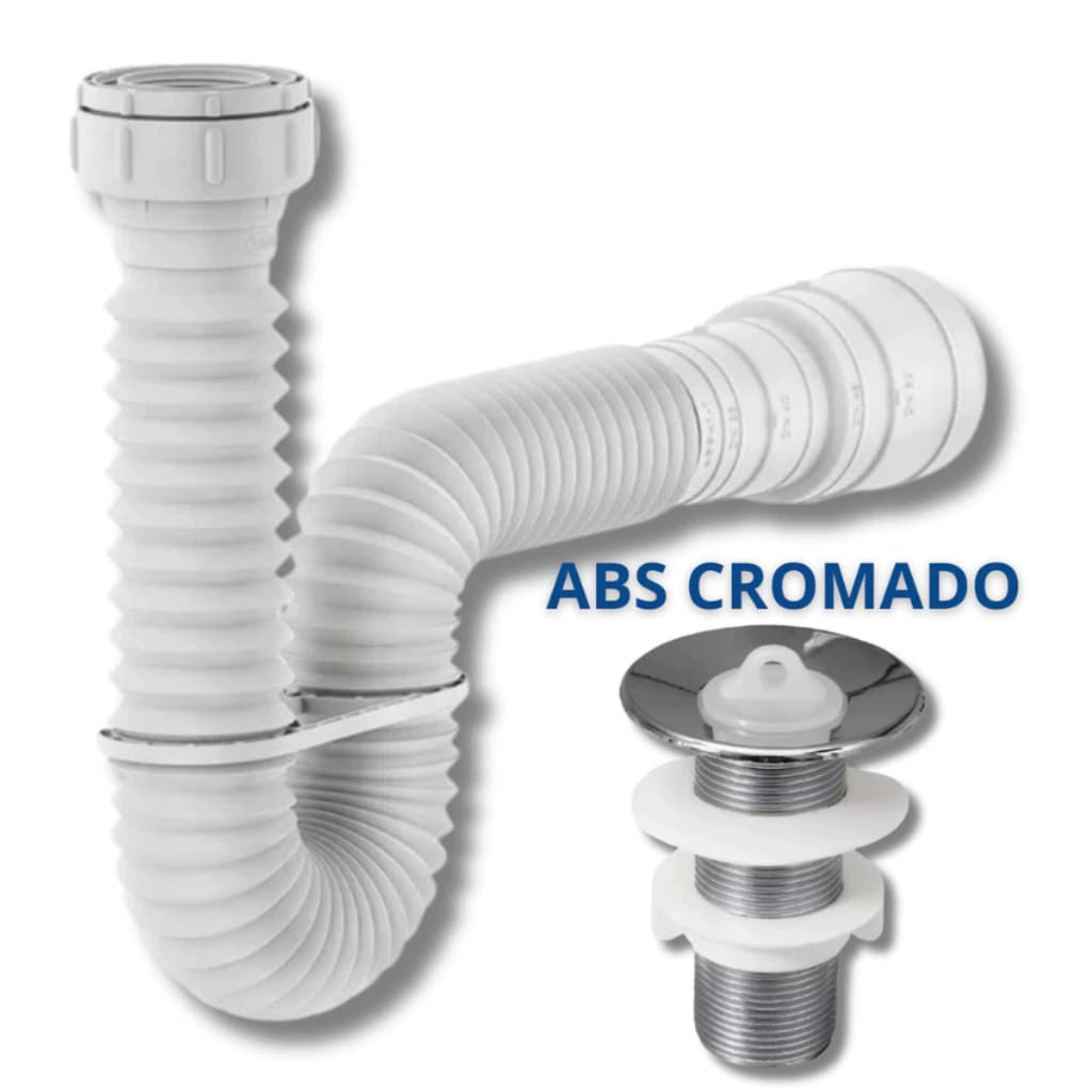 Sifão Sanfonado Universal + Válvula Pia Lavatório Banheiro Tanque Cozinha abs PVC Cifão e Válvula sifrão Cifrão