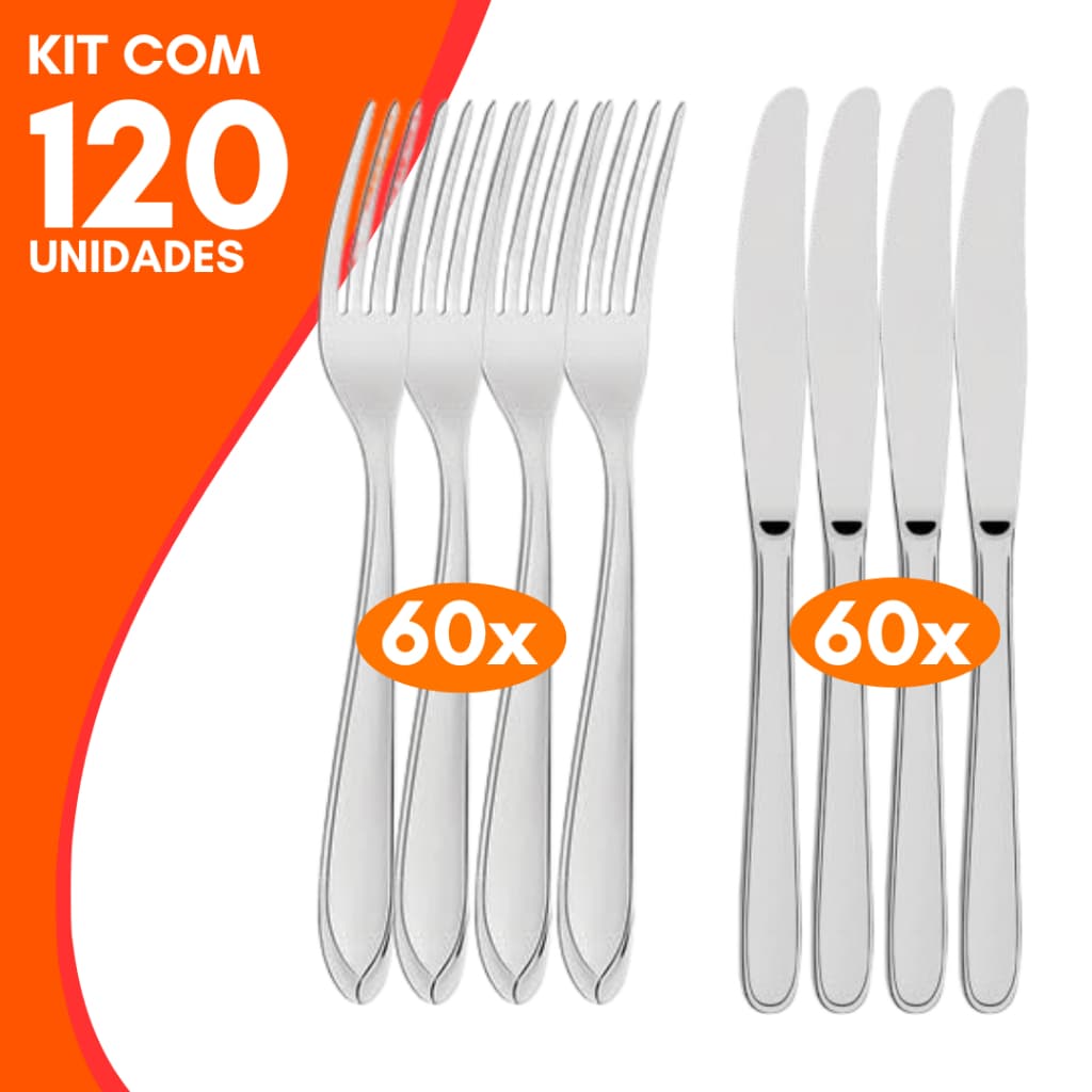 Kit 120 ou 80 Talheres Garfos e Facas em Aço Inox Premium Alta Qualidade Para Restaurantes