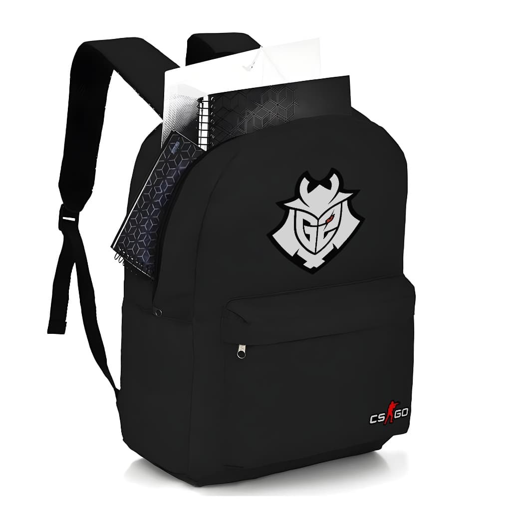 Mochila Escolar Counter Strike CS GO G2 Volta as Aulas Bolsa Unissex Estampada CS Gambit