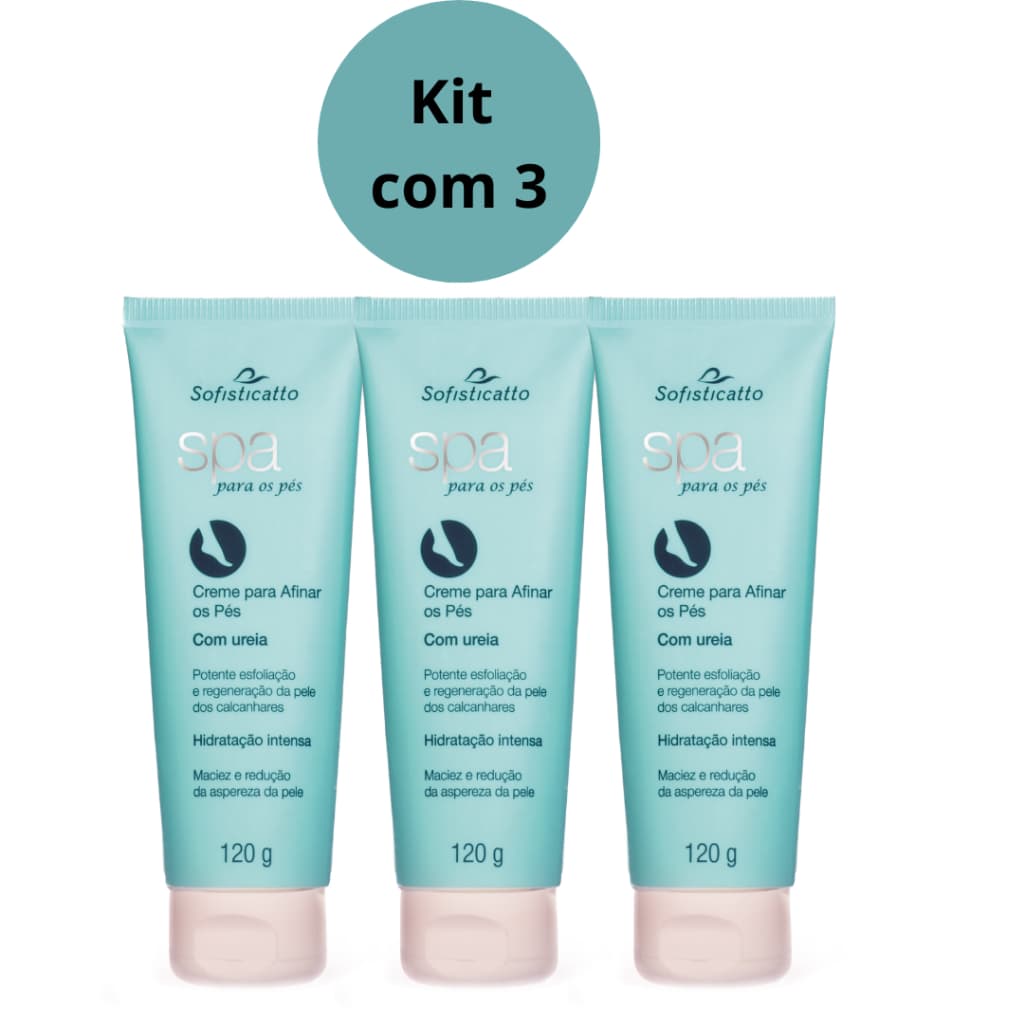 Kit 03 Spa Dos Pés Creme Para Afinamento Elimina Rachadura Sofisticatto 120g