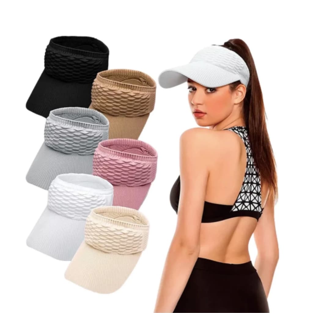 Boné Feminino De Aba Longa Respirável Com Viseira Para Uso Externo Em Cor Lisa