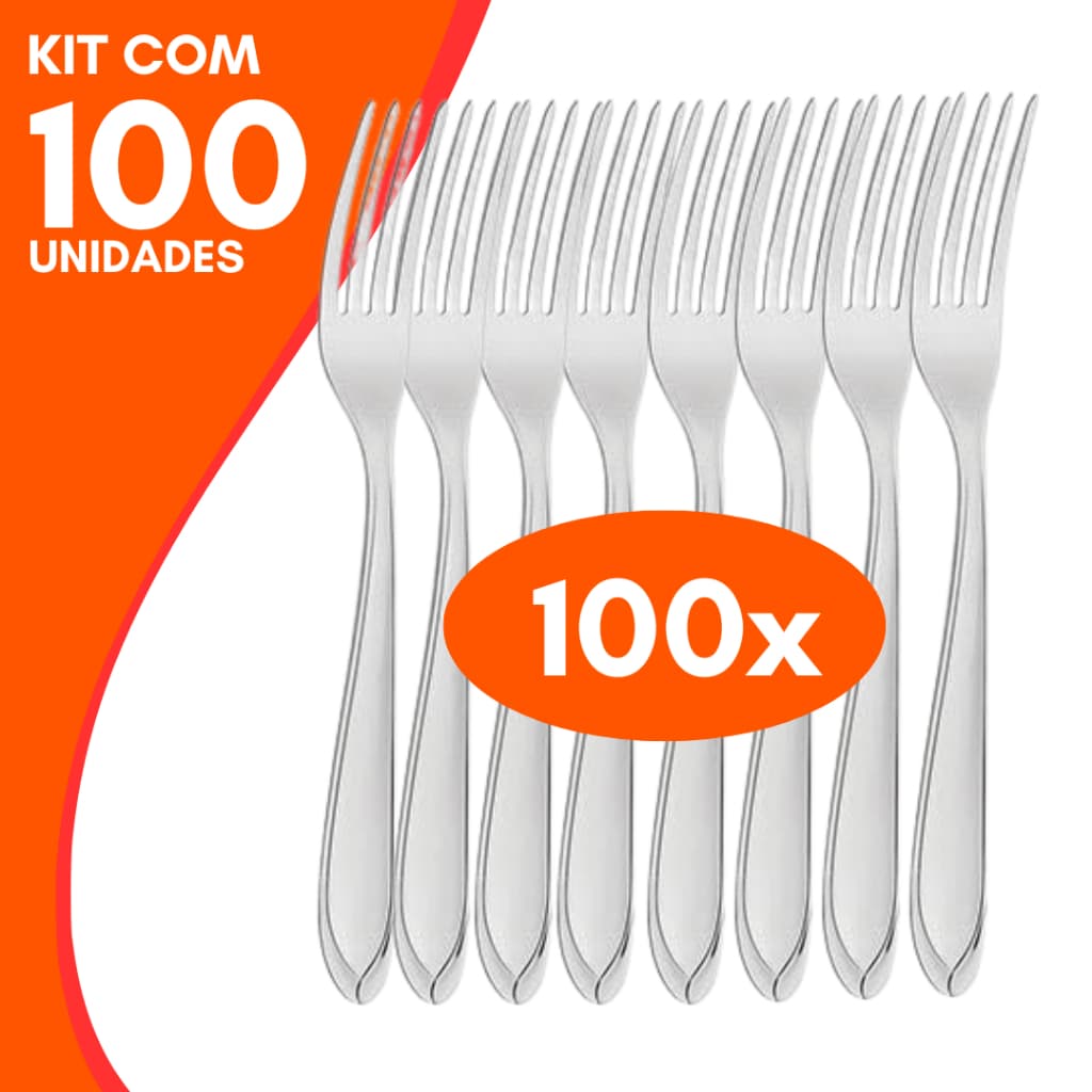 Kit 100 Talheres Garfos em Aço Inox Premium Alta Qualidade Para Restaurantes