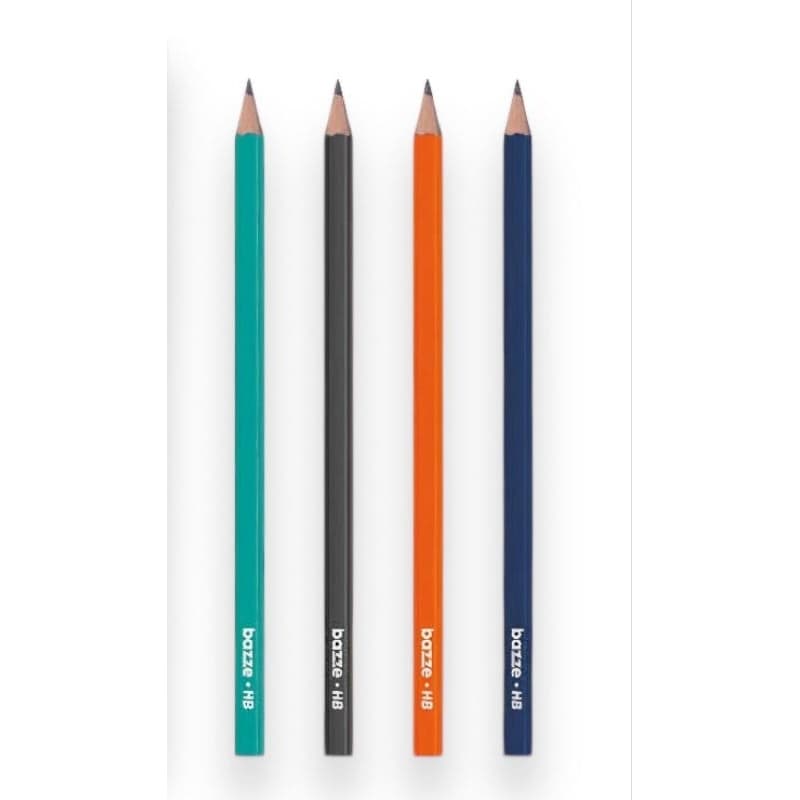 kit 4 lápis grafite escolar sextavado HB bazze cores