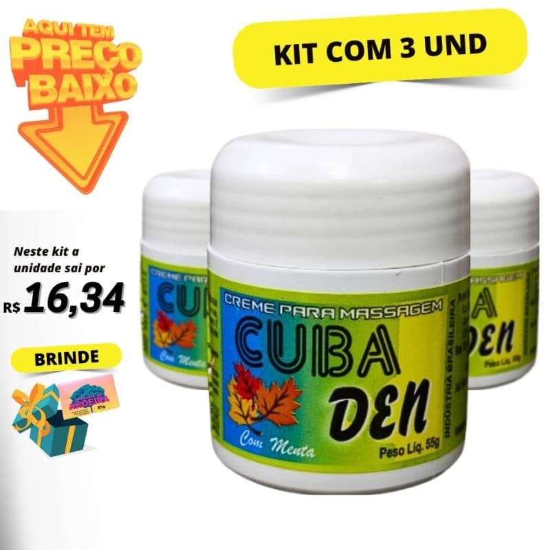 Kit com 3 Creme para Massagem Cuba Den 55g Regata