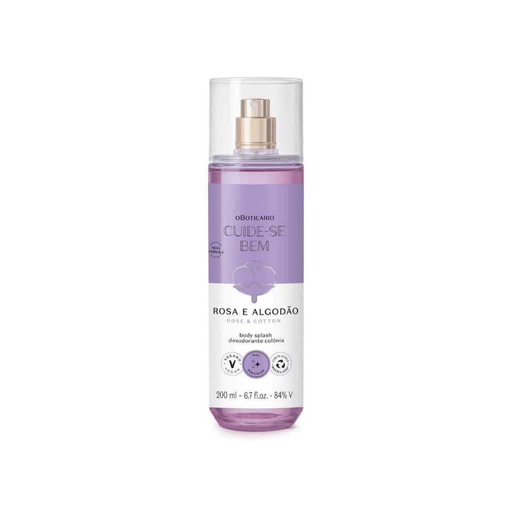Body Splash Desodorante Colônia Cuide-se Bem Rosa e Algodão 200ml