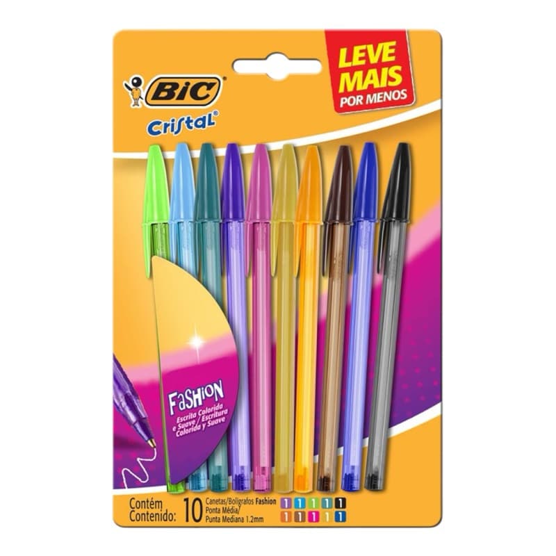 Caneta Esferográfica BIC Escrita Média Cristal Fashion 10 Core, BT 1 UN