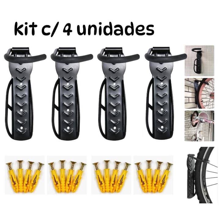 4x Suporte De Parede Tipo Gancho Bike Para Pendurar Com Apoio