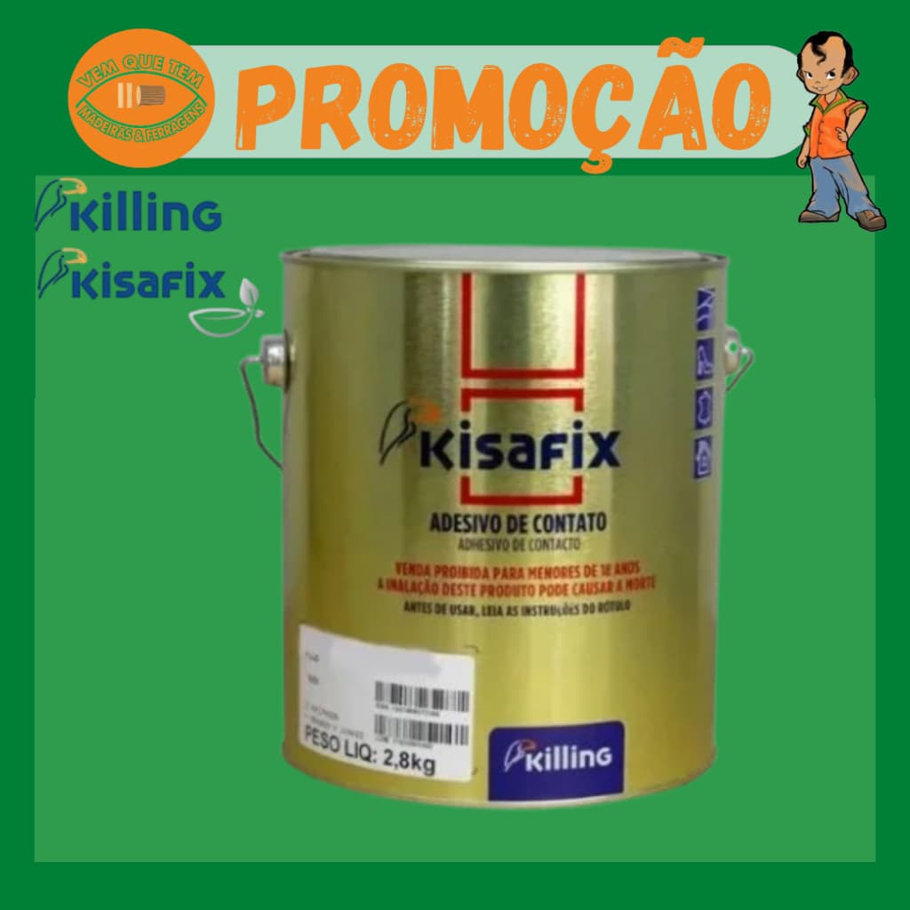 Adesivo Cola de Contato Kisafix  Premium 2,8kg Killing