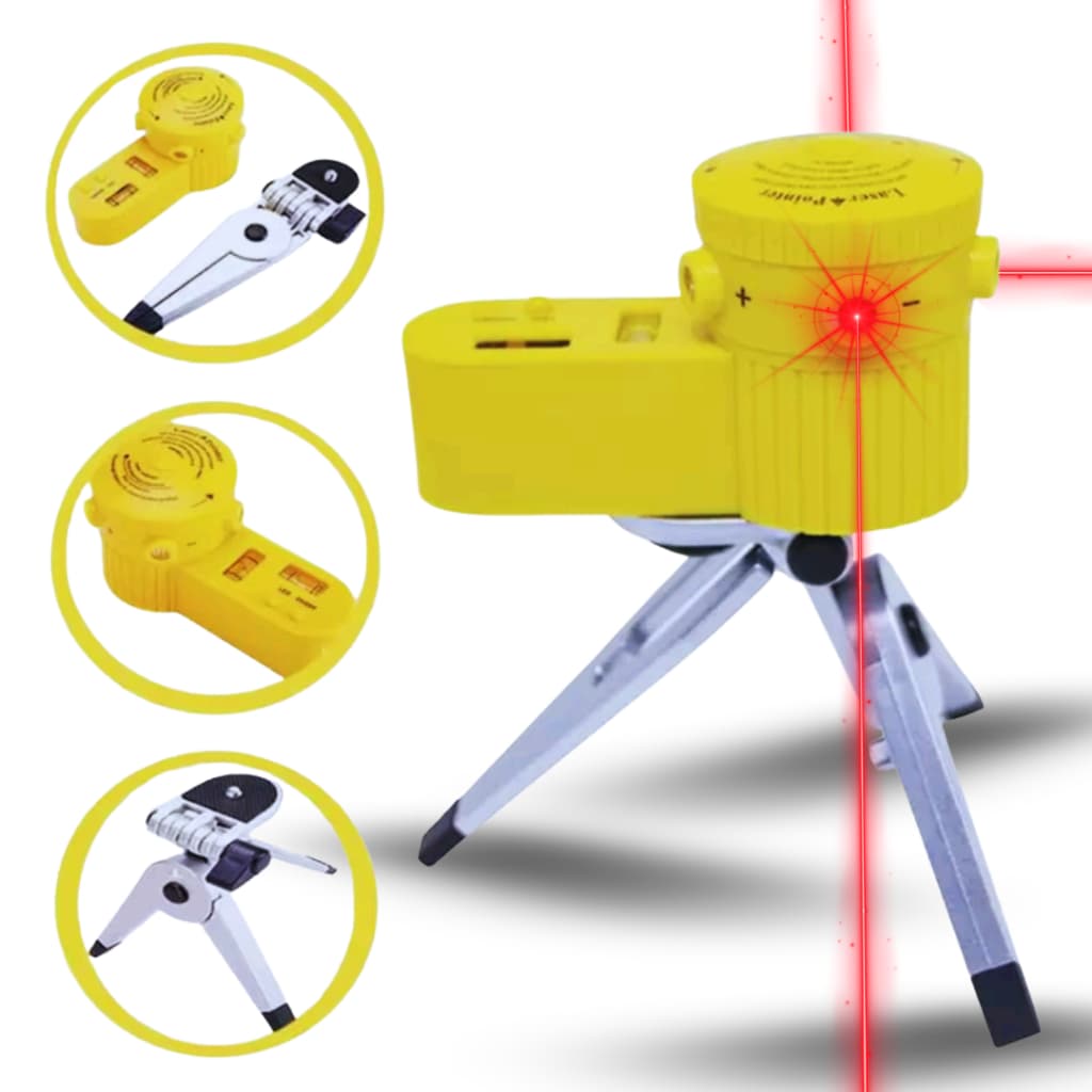 Nível Laser Giratório Nivelador Profissional 360° comTripé  LED para Visão no Escuro Possui 2 nível de bolha