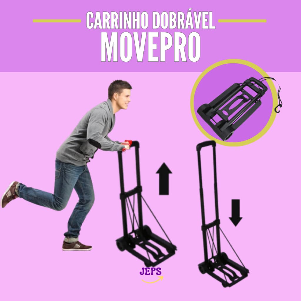 Carrinho Plataforma de Mão Dobrável 2 Rodas para Carga