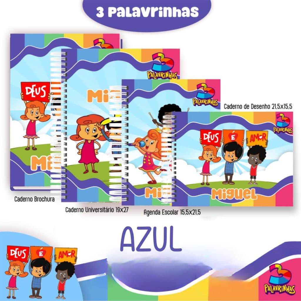 3 Palavrinhas - Cadernos com Capa Personalizada