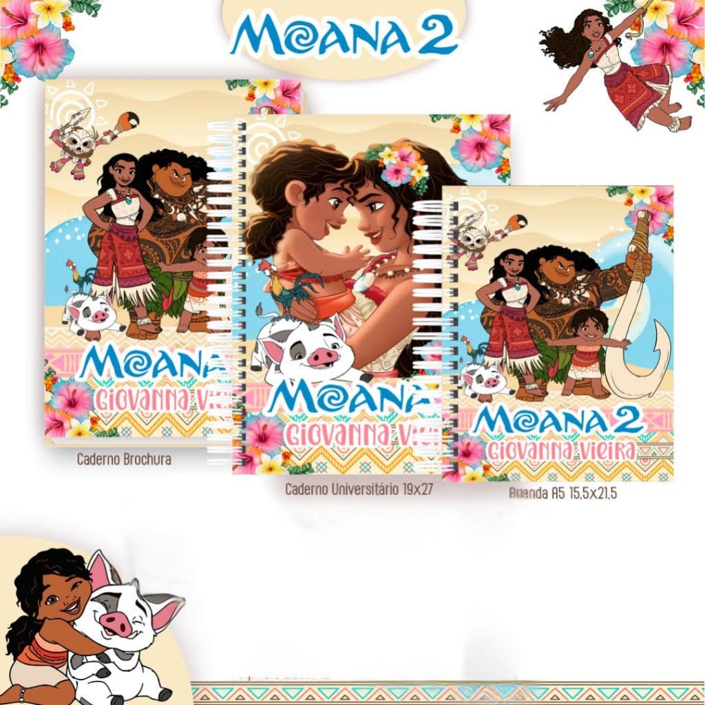 MOANA 2 - Cadernos com Capa Personalizada