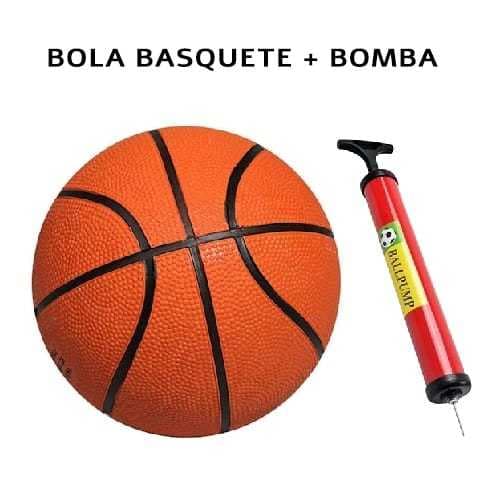 Kit Bola Basquete NBA Tamanho Oficial Nº 7 + Bomba Inflar Bico Ar Para Encher Bola Basketball Quadra