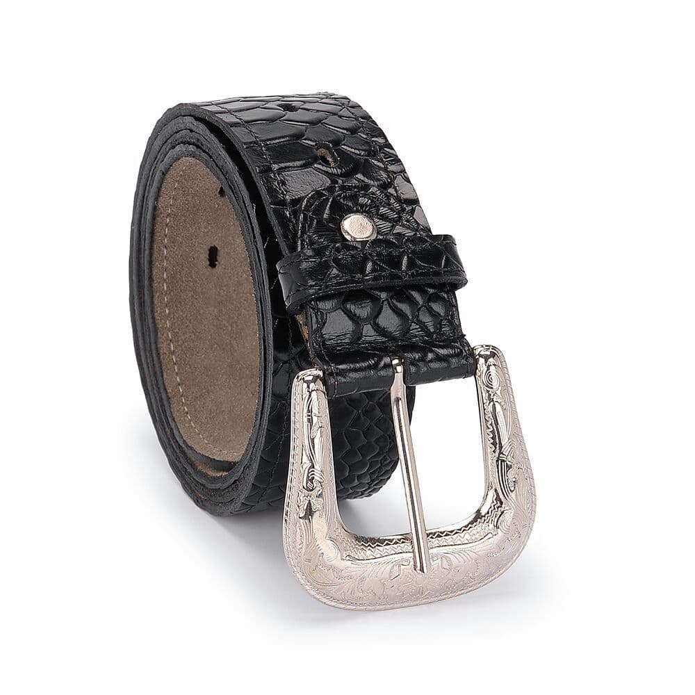 Cinto Country Cowboy Unissex Couro Legítimo Textura Anaconda Confortavel 203