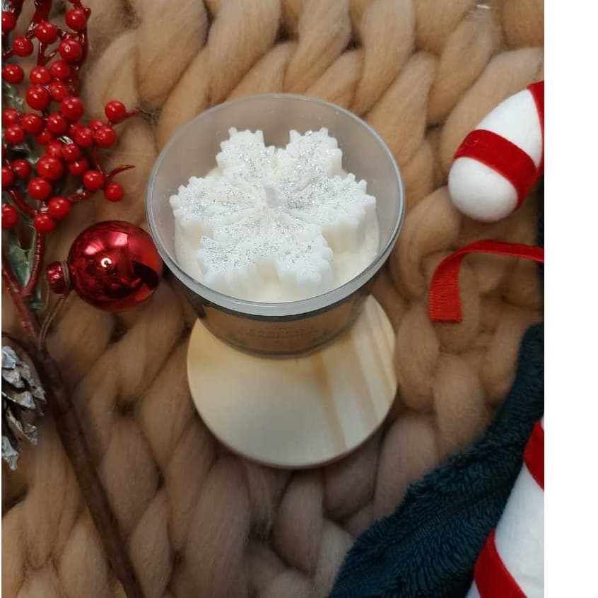 Vela Natalina aromática de floco de neve