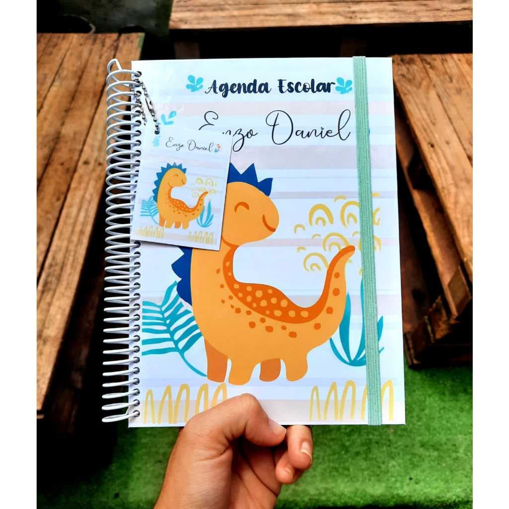 Caderno de Recados escolar infantil personalizado com nome e com chaveiro