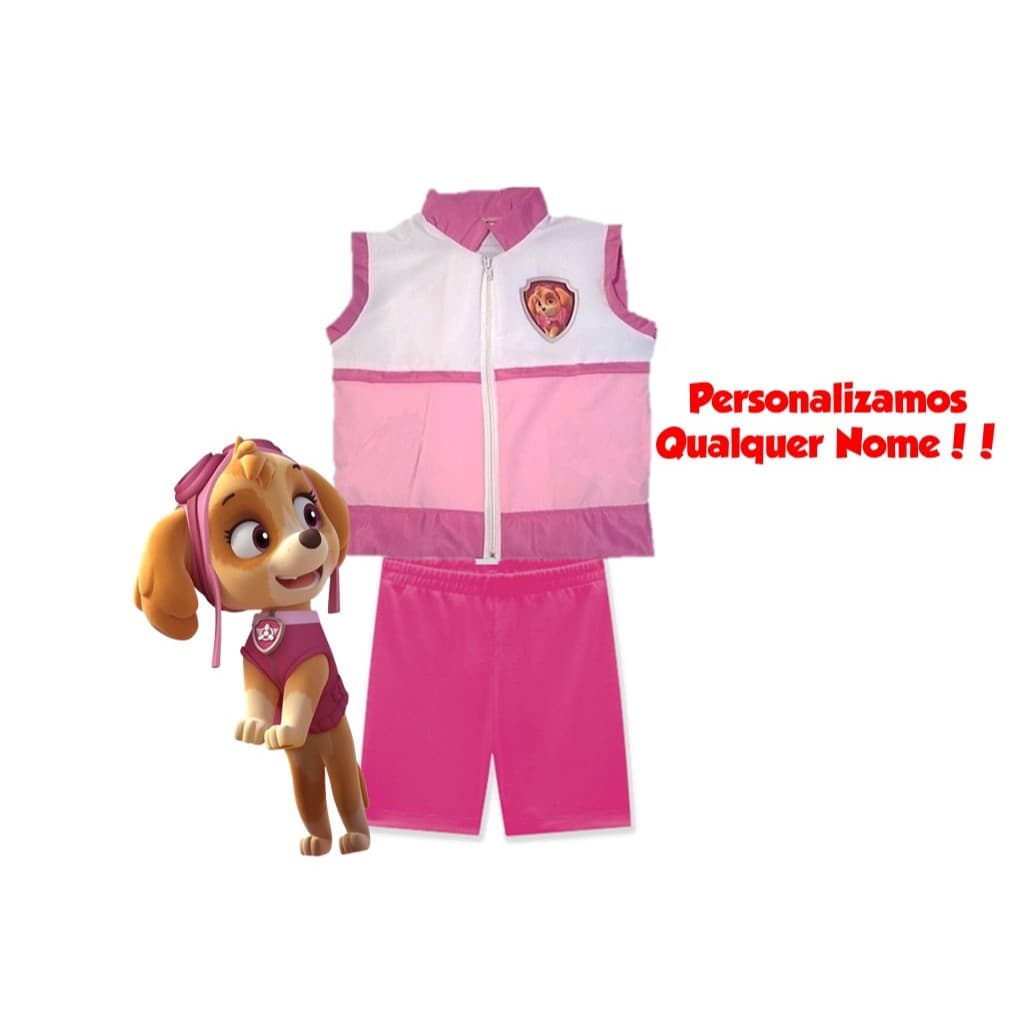 conjunto fantasia sky patrulha canina personalizadas