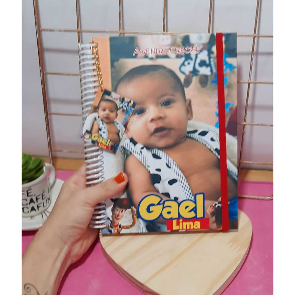 Agenda Infantil Creche maternal berçário Detalhada ou Caderno Recados Personalizada com nome e foto temática