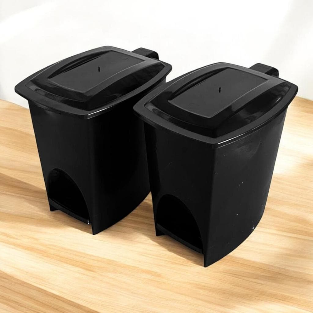 2 LIXEIRA RETANGULAR 7 LITROS PRETA TAMPA PEDAL CASA COZINHA QUARTO ESCRITORIO BANHEIRO
