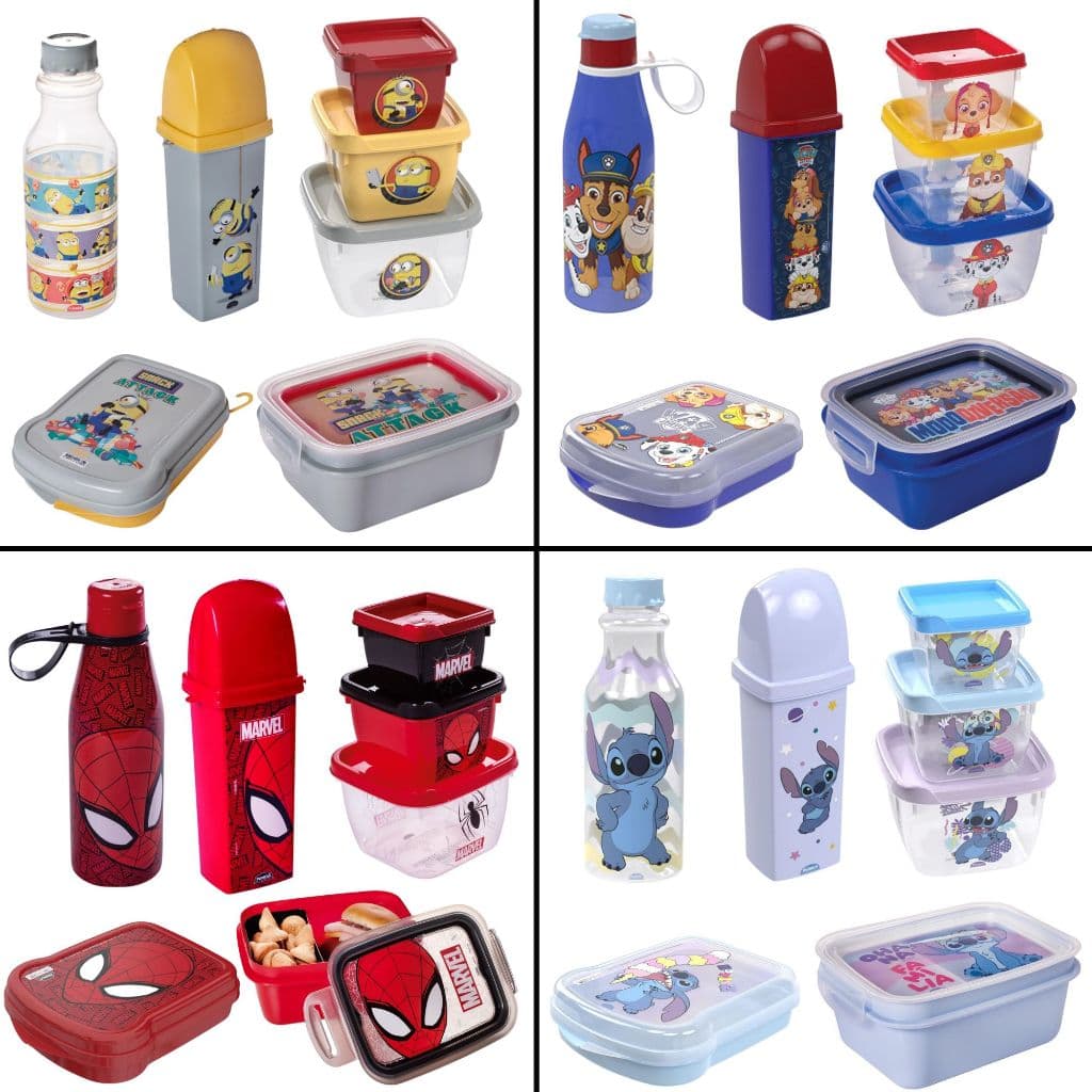 Kit Marmita + Dental Case + Garrafinha + Sanduicheira + 3 Caixinhas Infantil Escolar BPA Free Disney