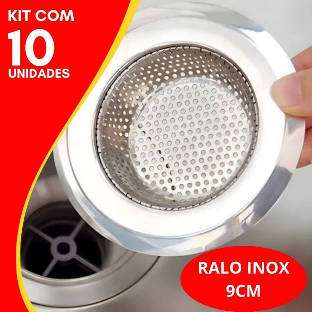 Kit 10 Ralos De Pia Aço Inox 9cm Ralinho Protetor Para Cuba Cozinha Restaurantes e Estabelecimentos