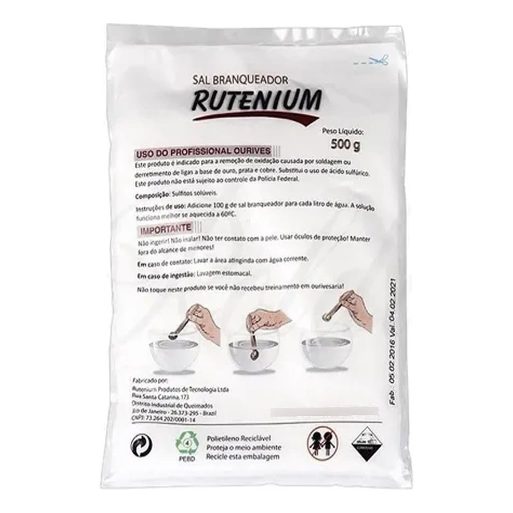 Sal Branqueador Anti Oxidante Rutenium 500g Ourives
