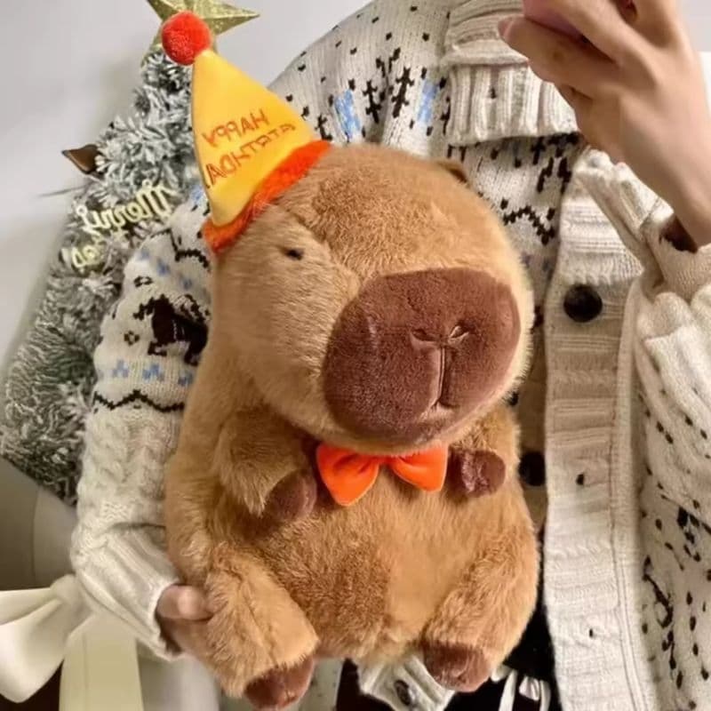 Capivara pelúcia Happy day Aniversário presente 25 cm Fofinho antialérgico