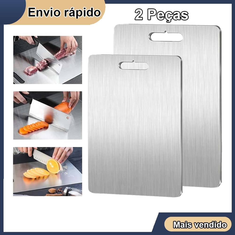 2 peças Tábua de corte de aço inoxidável para cozinha Tábua de massa Tábua de corte de carne de bancada 2 tamanhos