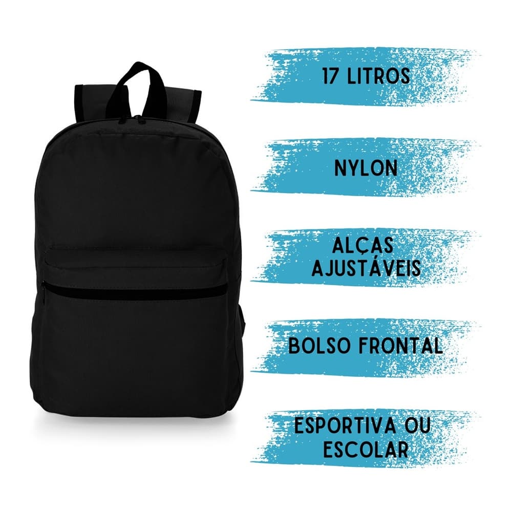 Mochila Unissex Com Zíper E Bolsos Laterais Em Nylon Envio Imediato