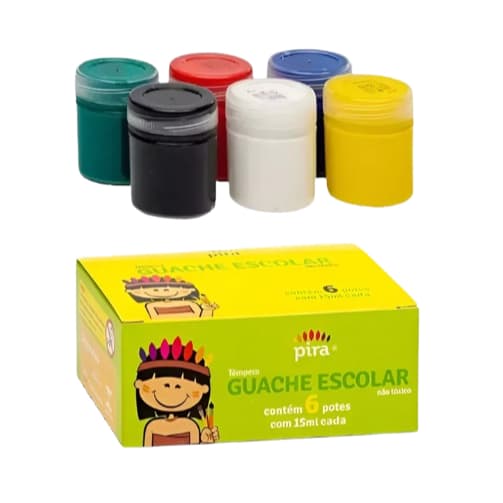 Kit 2 Tintas Guache Pintura 6 Cores Infantil Escolar Colorida