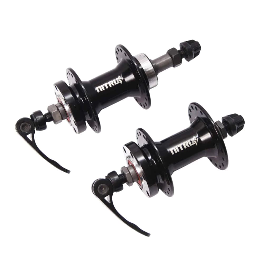 Par Cubo Freio A Disco 36 Furos Alumínio Rosca Com Rolamento Nitrus Para Bike